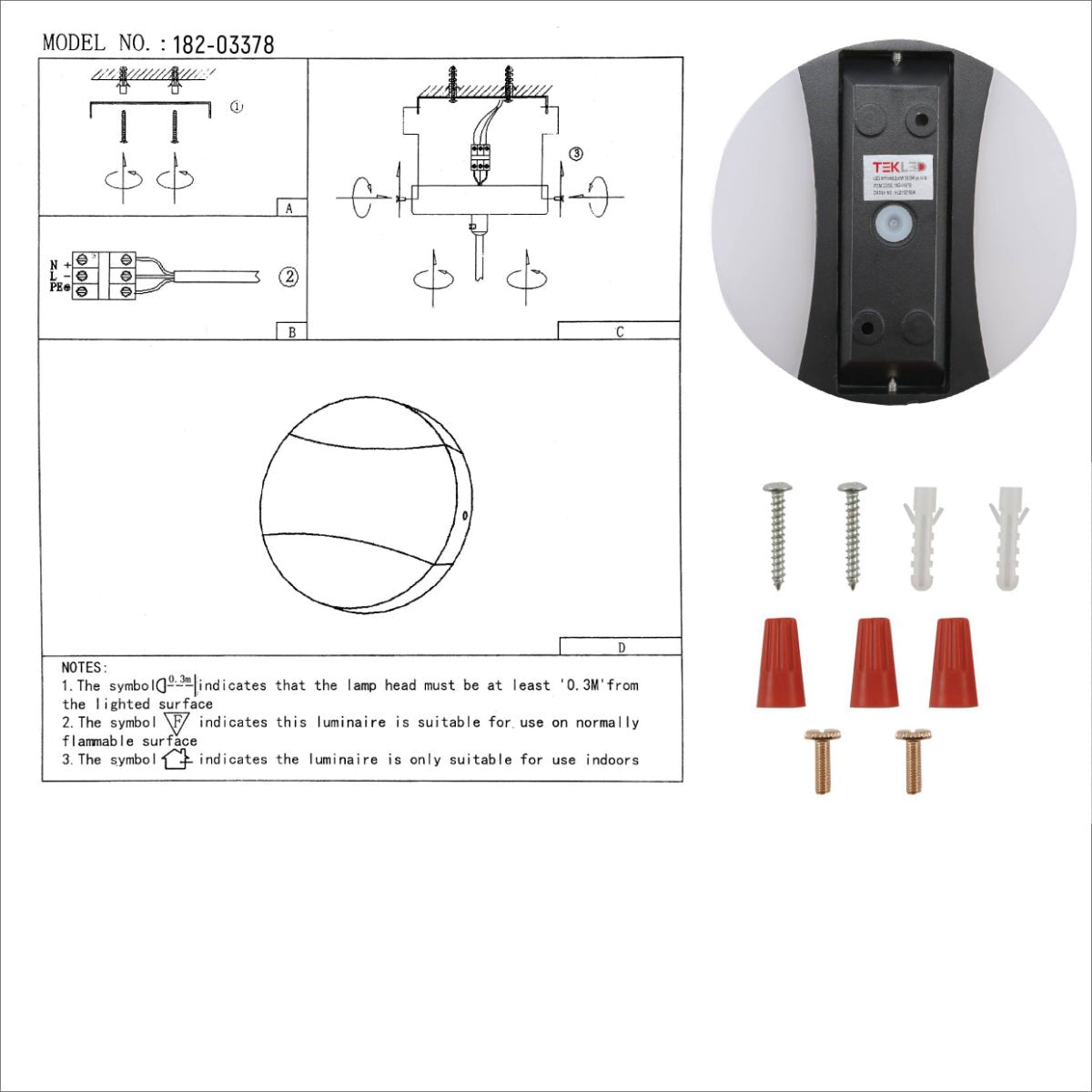 User manual for Black Opal Round Up Down Outdoor Modern LED Wall Light | TEKLED 182-03378