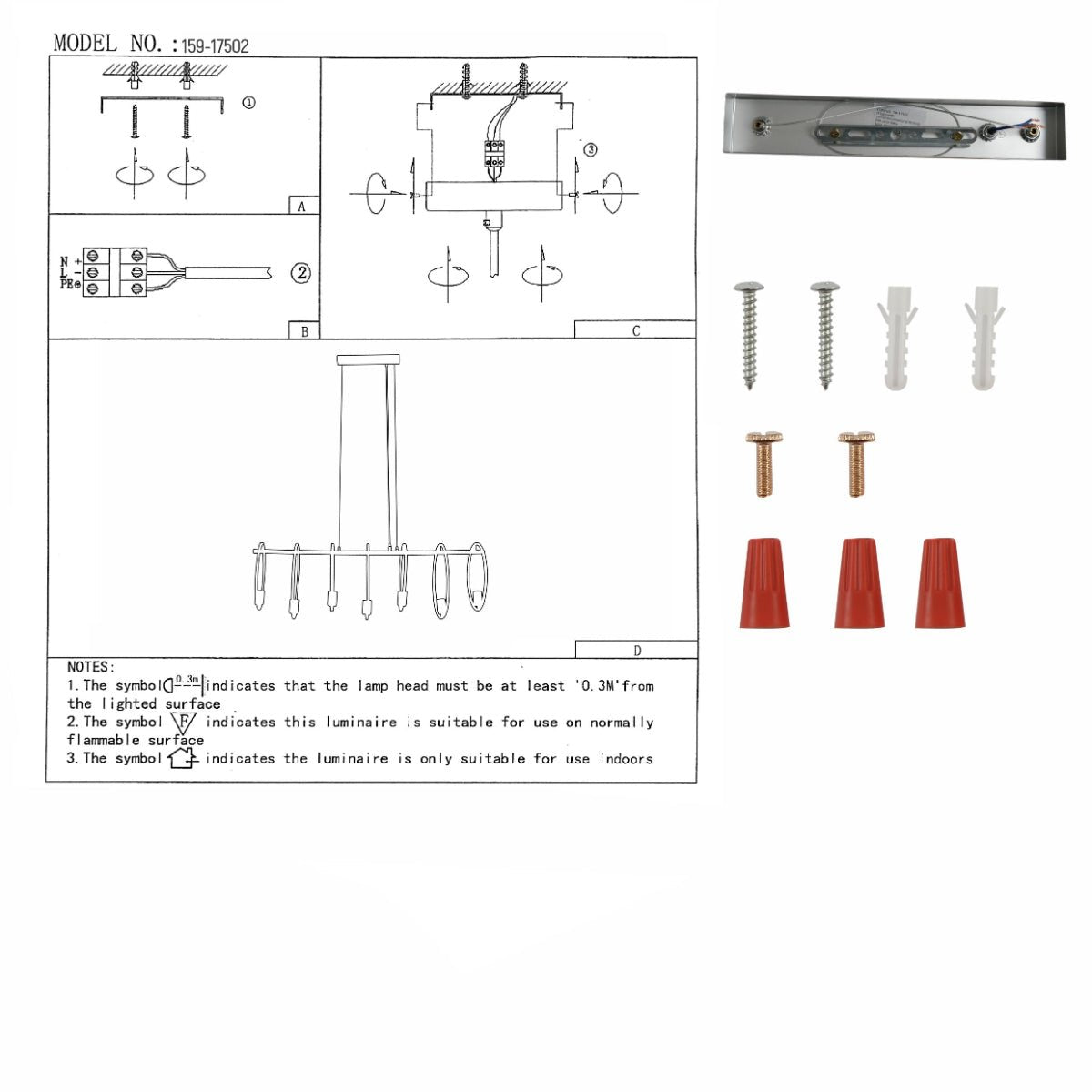 User manual for Circle Caged Silver Grey Kitchen Island Chandelier Ceiling Light with 7xE27 Fittings | TEKLED 159-17502