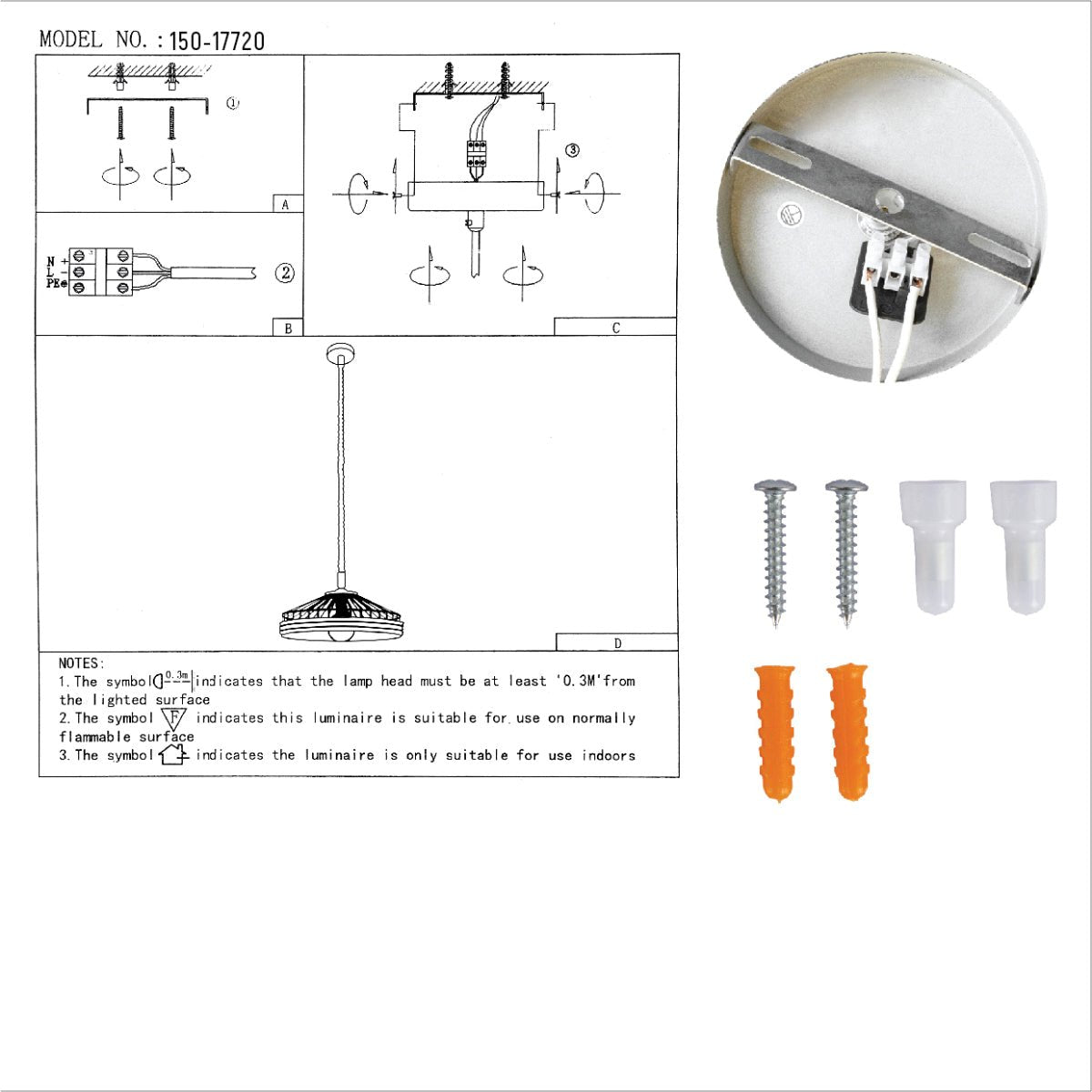 User manual for Silvery Grey Metal Hemp Rope Cage Pendant Ceiling Light with E27 | TEKLED 150-17720