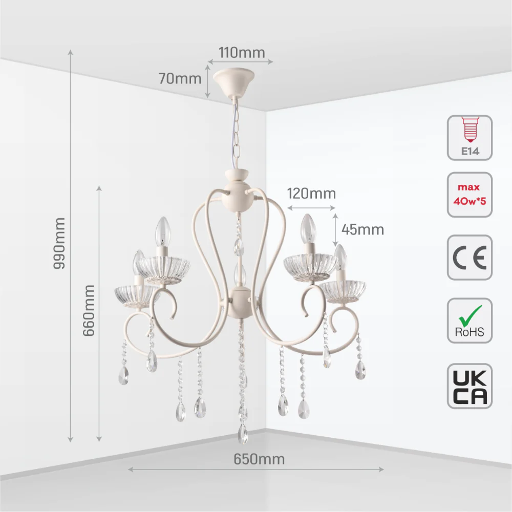 Size and tech specs of Versailles Elegance Crystal Swan Chandelier Ceiling Light | TEKLED 159-17969