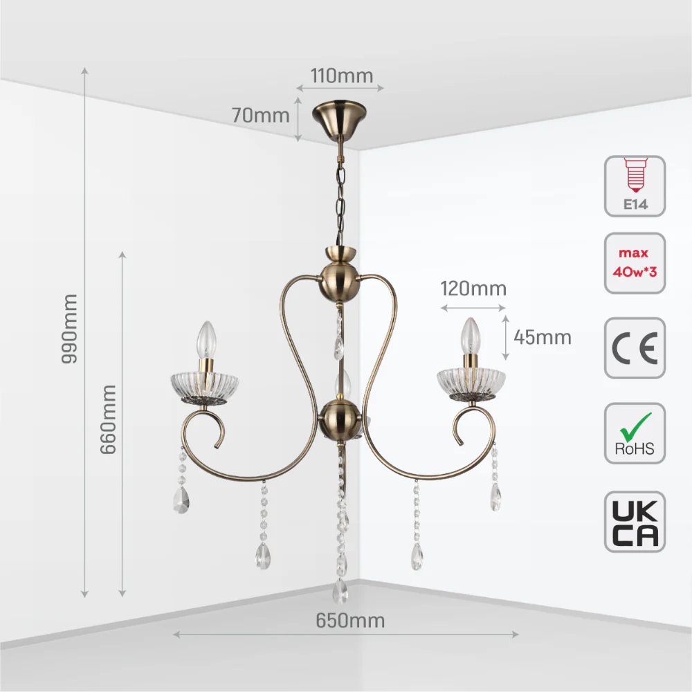 Size and tech specs of Versailles Elegance Crystal Swan Chandelier Ceiling Light | TEKLED 159-17971