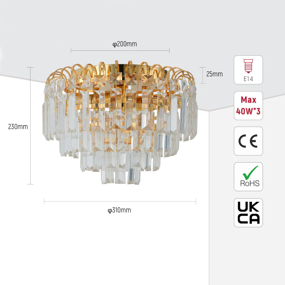 Waterfall Flush Crystal Ceiling Chandelier Light 5